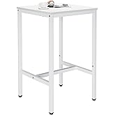 Lutown-Teen Square Bar Table, High Top Table - Industrial Metal Frame for Small Spaces &amp; Narrow Kitchens, 23.6x23.6x36.9 in (LxWxH), Easy Assembly, White
