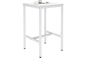 Lutown-Teen Square Bar Table, High Top Table - Industrial Metal Frame for Small Spaces & Narrow Kitchens, 23.6x23.6x36.9 in (LxWxH), Easy Assembly, White