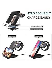 MoKo   Soporte de carga inalámbrico 2 en 1, doble base de carga rápida 2 W para Apple Watch Series 2 3, 7,5 W para iPhone X 8 8 Plus, 10 W para Samsung Galaxy S9 S9+ Note 8, 5 W para dispositivos con Qi activado