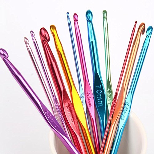 JZK 14x Aluminum Crochet Hooks Set Knitting Needles Weaving Tools Set, 2.0mm/2.5mm/3.0mm/3.5mm/4.0mm/4.5mm./5.0mm/5.5mm/6.0mm/6.5mm/7.0mm/8.0mm/9.0mm/10.mm, DIY Tools - Thumbnail 4