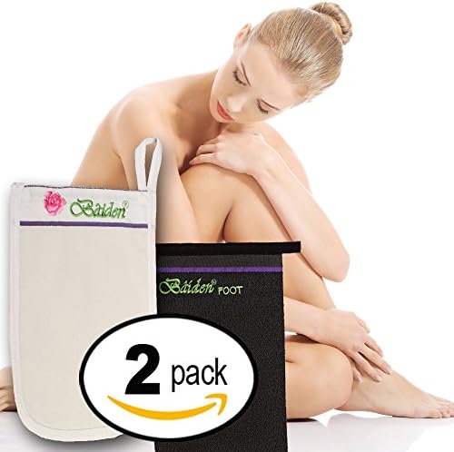 Skin Detox Set. Deep Treatment for Your Face, Body and Feet. Roll Off All Toxins, Dead Skin, Impurities to Open Clogged Up Pores, Leaving You Soft, Smooth, Glowing. Baiden &amp; Foot Mitt Gloves 2 Pack