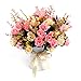LY EMMET Artificial Rose Bouquets with Ceramics Vase Fake Rose Flowers Decoration for Table Home Office Wedding-Pink
