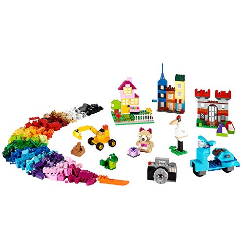 LEGO Classic Große Bausteine-Box, Konstruktionsspielzeug für Mädchen und Jungen mit Aufbewahrungsbox, enthält bunte LEGO Steine, Reifen, Türen, etc. in 33 Farben, Geschenk für Kinder ab 4 Jahren 10698 – Bild 3