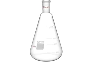 StonyLab Glass 24/40 Erlenmeyer Flask, Borosilicate Glass Heavy Wall Flask with 24/40 Standard Taper Outer Joint - 1L