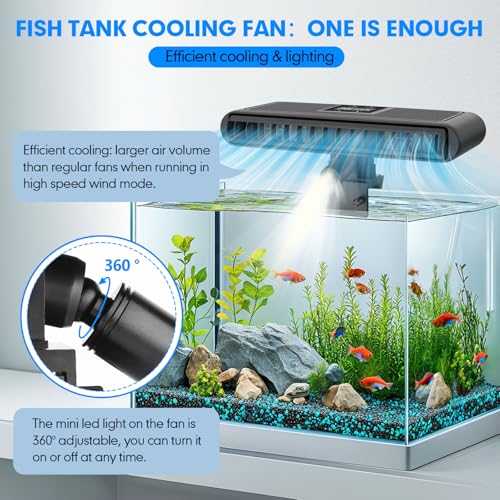 hygger Aquarium Cooler, Intelligent Automatic Temperature Control, Quiet Aquarium Fan, Adjustable Air Speed Aquarium Water Cooler