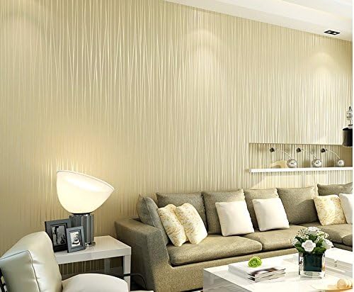 QUSER Simple and modern non-woven wallpaper wall-to-wall thickened green stripe wallpaper bedroom customers TV background wall,Thickened cream