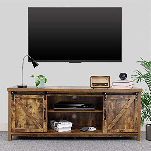 Bizzoelife Barn Door TV Stand Media Console Table, 60 Inches Sliding TV Cabinet Entertainment Center (Rustic)