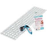 TrueCut Quilter&rsquo;s Combo Set | 45mm Rotary Cutter, 6.5x24.5 Quilting Ruler with Track &amp; Guide | Includes TrueGrips | Precision Quilting &amp; Fabric Cutting Tools