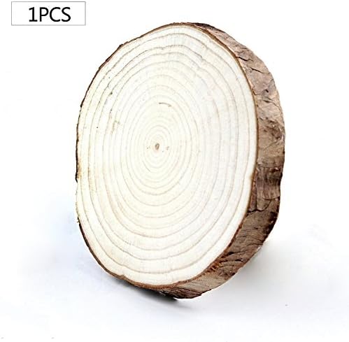 Kanff 1pcs 5-7" Wood Slices Unfinished Natural Wood Clices with Tree Bark Log Discs for DIY Craft Rustic Wedding Ornaments(Pack of 1)
