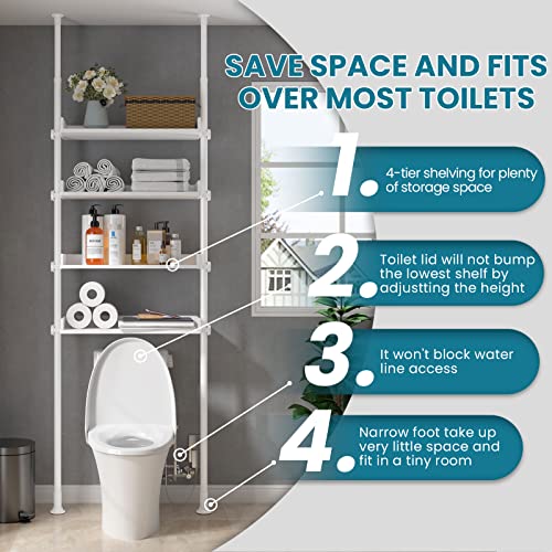 ALLZONE Bathroom Organizer, Over The Toilet Storage, 4Tier Adjustable