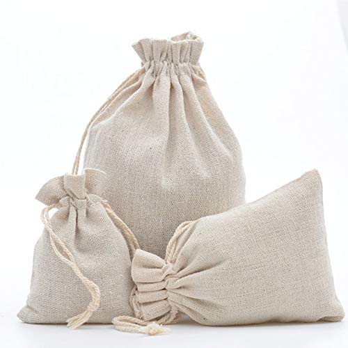 Dahi Pack of 25 Small Cotton Fabric Pouches 10 x 14 cm Jute Bag Fabric Drawstring Bag Jewellery Gift Bags Reusable