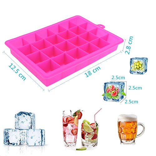 TedGem Silikon Eiswürfelform, 3 Stück Eiswürfel Silikonformen, Eiswürfelbereiter Ice Tray Ice Cube 24 Fach Eiswürfel Box… – Bild 4
