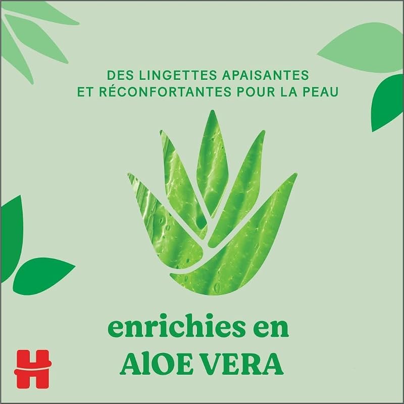 lingettes pour bébé Natural Care, 10 paquets de 56 lingettes, fibres absorbantes naturelles, hypoallergéniques, sans alcool, à l'aloé vera, évite les irritations