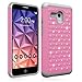 Fierce XL Case, EC™ Hybrid [Dual Layer] [Drop Protection] Studded Rhinestone Crystal Bling Protective Case Cover For Alcatel OneTouch Fierce XL (Pink+Gray)