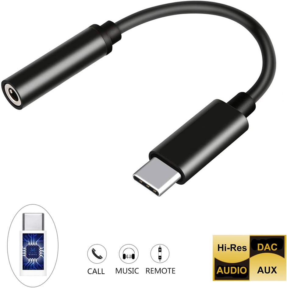Dnifo USB C to Headphone Jack Adapter, USB-C to 3.5mm Headphone Jack Adapter Compatible for Google Pixel 4/4XL/3/3 XL/ 2/2 XL, Moto Z, Huawei, HTC, Essential PH-1, etc