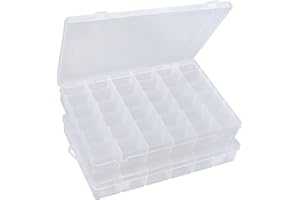 Avlcoaky Bead Organizer 2 Pack 3600 Tackle Box Organizer Clear Organizer Box 36 Grids Plastic Craft Organizer Jewelry Sewing Storage Box with Dividers