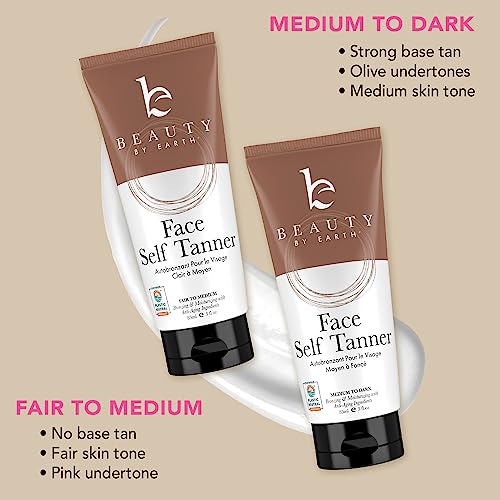 Beauty by Earth Self Tanner Face Tanning Lotion Sunless Tanning Lotion for Face Tanner, Self
