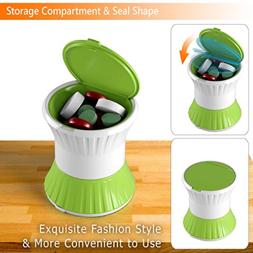 Patented Multifunction 3 in 1 Pill Cutter/Splitter,Crusher/Grinder,Pill Box/Organizer for Storing 1 Day Dose.High-Safety Blade V-Shape Grips Pills for an Accurate Cut,FDA Approved,Unique Design - Thumbnail 5