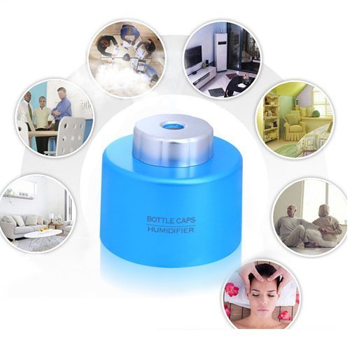 CTKcom Mini Portable Bottle Cap Air Humidifier with USB Cable for Office Travel Home Room Bedroom Desk Car Vehicle,Blue