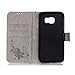 Galaxy S6 Case,Pop Time Butterfly Embossing Magnetic Premium PU Leather Wallet Case Flip Stand For Samsung Galaxy S6 with Wrist Strap (Grey)