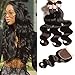 UNice Hair Icenu Series 8a Indian Body Wave Hair 3 Bundles With Lace Closure,100% Unprocessed Human Hair Extensions Weave (16 18 20+14 Free Part Closure)