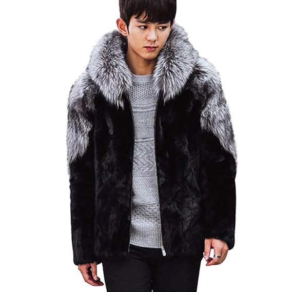 Amazon L Z L ファーコート メンズ 毛皮コート ファーパーカー