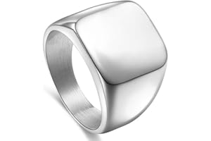 ENHONG Mens Rings Stainless Steel Square Signet Rings for Men,Pinky Thumb Ring for Dad Father Jewelry Gift for Him,Men's Ring for Biker