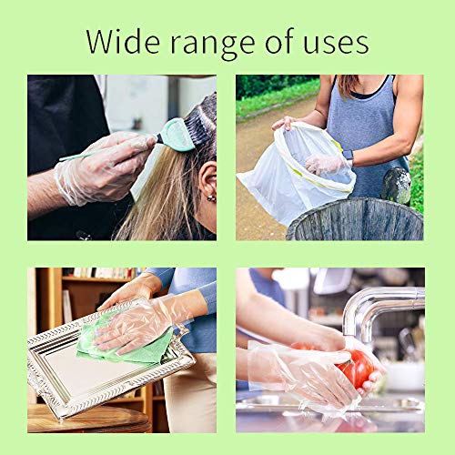 Disposable Clear Plastic Gloves - 400 Pieces Plastic Disposable Gloves,Disposable Polyethylene Work Gloves for Cooking,Cleaning,Washing,Painting,Hair Coloring