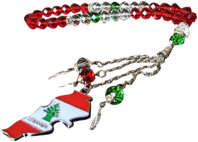 Amazon Com Islamic Country Flag Map Prayer 33 Beads Rosary Masbaha With Tassels Lebanon Arts Crafts Sewing