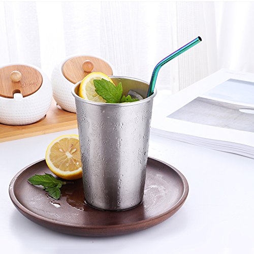 Stainless Steel Drinking Straws CEEBON Reusable Washable Rainbow Straws for 20 30oz Tumblers Ramblers RTIC Yeti Ozark Trail Tumblers Cold Beverage(4 Straight + 4 Bent + 3 Brushes)