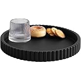 Decorative Tray for Coffee Table, Living Room, Side Table, 11" Black Round Concrete Home Decor Serving Trays for Accent Table, Console Table