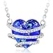 2017 Graduation Jewelry Gifts - CAROLIER Blue Heart Pendant Necklace Made with Swarovski Crystas Engraved 