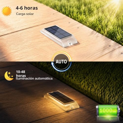 Lacasa Solar Lights LED Outdoor Garden Pack of 4, Waterproof Outdoor Solar Lamp for Garden, Path, Steps, Terrace, Driveway and Pool, LED 2 in 1 Warm White and Cool White