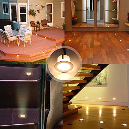 CHNXU 20 Pack LED Deck Lighting Kit with Transformer, Warm White IP67 Waterproof Φ1.77" 12V Low Voltage Recessed Landscape Garden Yard Patio Step Stair Decoration Lamps LED In-ground Lights - Thumbnail 7