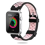 For Apple Watch Band 38mm 42mm,YiJYi Soft Silicone Sport Strap Replacement Wristband iWatch Bands for Apple Watch Series 3,Series 2,Series 1 (6.Pink-Black, 42mm)