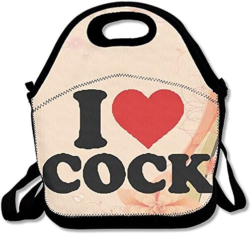 Starowas I Love Cock Insulated Lunch Bag With Zipper,Carry Handle And Shoulder Strap For Adults Or Kids Black