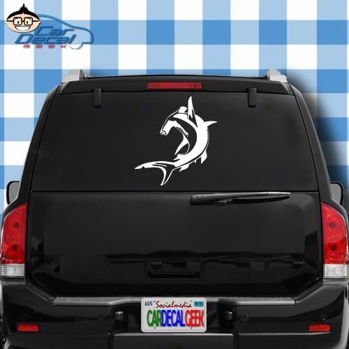 Swimming Hammerhead Shark Vinyl Decal Sticker for Car Truck Window Laptop Macbook Wall Cooler Tumbler | Die-cut/No Background | Multiple Sizes and Colors , 14-Inch , White