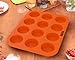 Silicone Mini Muffin Cupcake Baking Pan Tray - 12 Cup - 100% Pure Food Grade Premium Non-stick Silicon - Orange - Bake Like a Professional