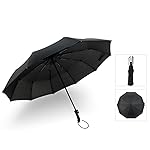 おりたたみ傘 ワンタッチ自動開閉 高強度グラスファイバー骨 10本骨 118cm 日光を遮断 日焼け止め 晴雨兼用 撥水加工 収納ポーチ付(BLACK)