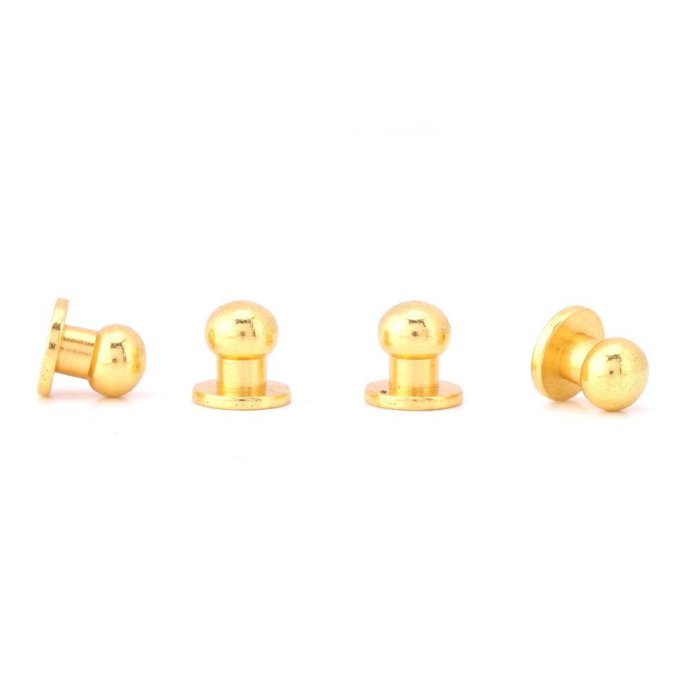 Round Head Button Studs 20pcs Solid Brass Rivet Buttons for Leather Craft DIY Clothing Repair with Hole Punch Tool 8x6mm Gold Hardware Accessories