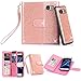 Galaxy S7 Case, TabPow 10 Card Slot - [ID Slot] Wallet Folio PU Leather Case Cover with Detachable Magnetic Hard Case for Samsung Galaxy S7 Case, Glitter Rose Gold