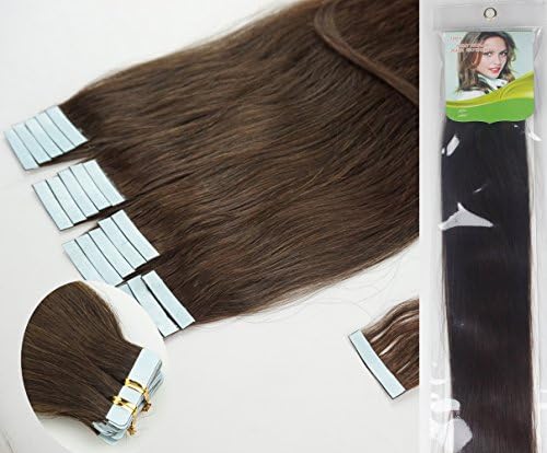 16'' 18''20''22'' 24''tape - In Real Human Hair Extensions Straight 17 Colors 20pcs Beauty Hair Style (22inch 60g/20pcs, #02 Dark Brown)