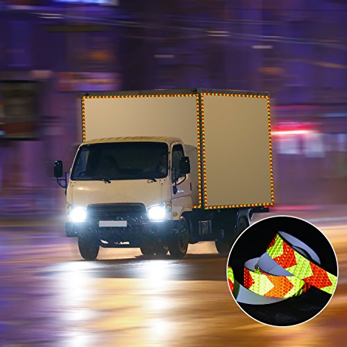 BBTO Reflective Warning Tape Fluorescent Safety Sticker Night Conspicuity Arrow Sticker, Arrow and Yellow, 2 Rolls - Thumbnail 2