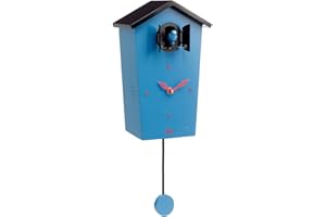 KOOKOO Birdhouse Blue, Modern Design Cuckoo Clock with 12 Natural Bird Voices or Cuckoo Call