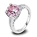 Psiroy 925 Sterling Silver Created Pink Topaz Filled Solitaire Promise Ring Size 8