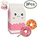 Outee Jumbo Slow Rising Squishy Kawaii Cat Milk Bag Bottle Scented Slow Rising Squishy Squeezed Doughnut Toy Kawaii Donuts Soft Squishy Donuts Cell Phone Charms Soft Squishy Charms, 3 Pack