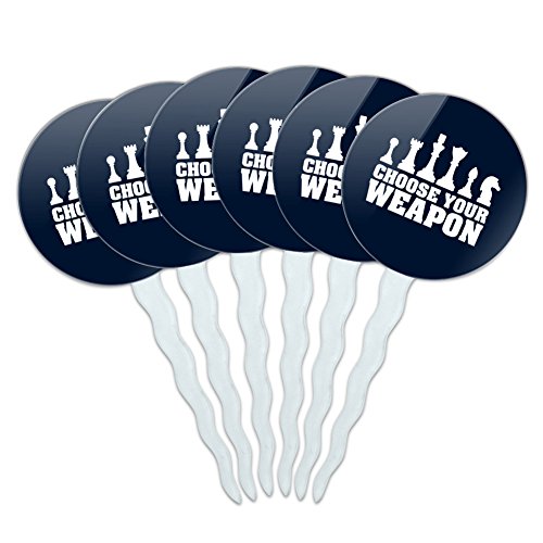 Graphics and More Choose Your Weapon Chess Pawn Rook Knight King Queen Cupcake Picks Toppers Decoration Set of 6