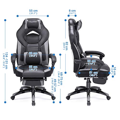 SONGMICS Office Ergonomic Executive Gaming Swivel Chair, Black Gray