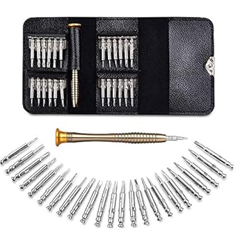 Brand Conquer 25 in 1 Screwdriver Set, Precision Screwdriver Repair Tool Kits with Black Leather Bag for PC, Eyeglasses, Mobile Phone, Watch, Digital Camera and Other Appliances