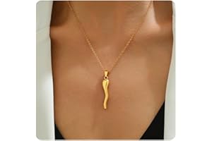 foyjoey Gold Horn Necklace for Women Dainty Tiny Crescent Moon Necklace 18K Gold Plated Lucky Horse Shoe Pendant Necklace Minimalist Trendy Jewelry